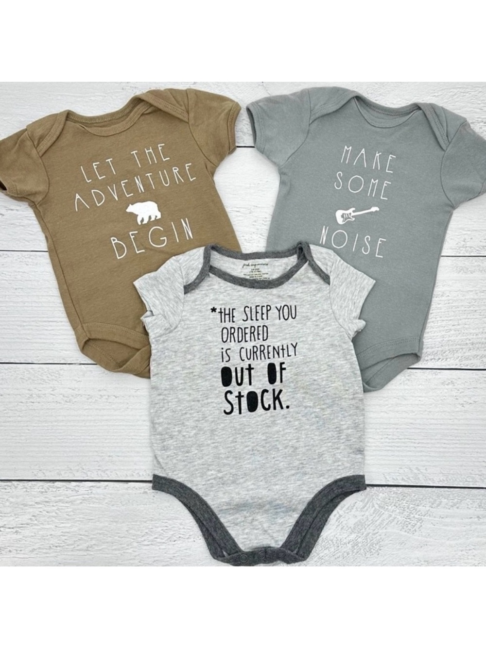 Baby Bodysuit Bundle 3-6 Months Graphic Onesies Adventure Noise Sleep Set